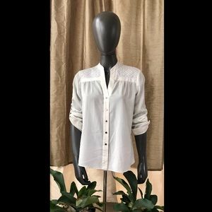 KARL LAGERFELD Button-Down Lace-Back Blouse